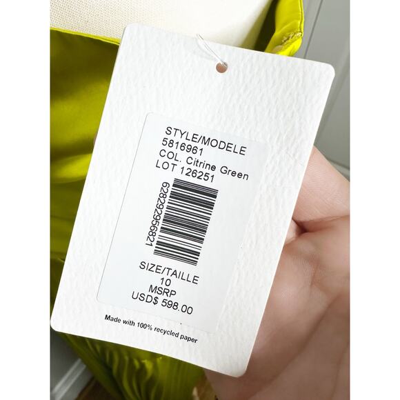 AMUR Dixon Citrine Pleated Criss Cross Halter Satin Dress NEW $598 - Picture 8 of 14